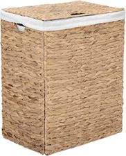 Seville Classics Premium Natural Handwoven Portable Laundry Bin Basket with Carr