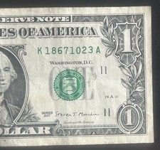 $1 Fancy Serial Historical Date Note October 23rd, 1867 (10/23/1867)(K18671023A)