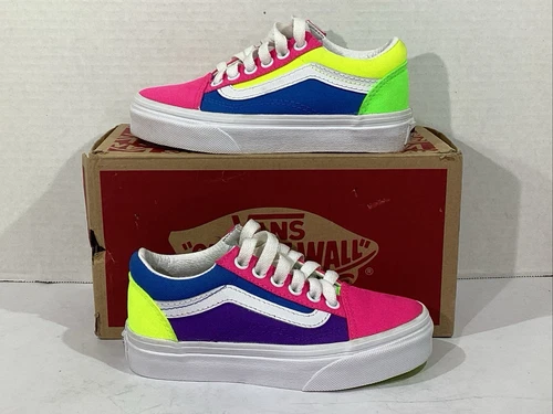 Sneakers Vans Youth taglia 11 EU 27 5 color block tela neon oldol skool75