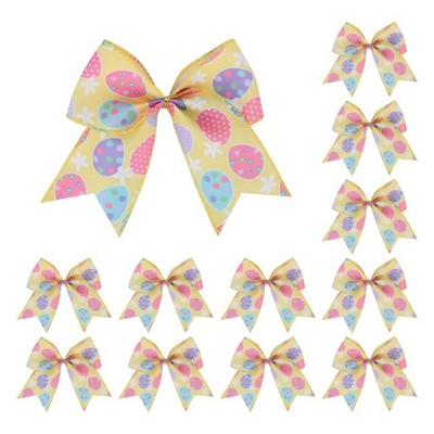 12 PCS 6 Inch Easter Egg Bows Premade Pastel Pattern Decorative Wreaths