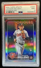 2024 Topps Update Jackson Holliday RC Rainbow Foil Rookie #US97 Orioles PSA 9