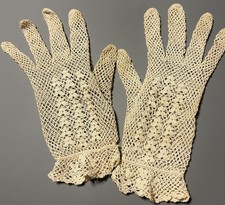 Vintage Women  s Crocheted Lace Dress Gloves Ladies -Cream Ivory