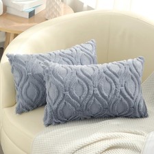 decorUhome Throw Pillow Covers 12x20 Inch 20" x 12" Pack of 2 , Blue Grey