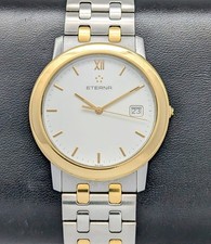 Eterna 3100.47 Stahl-Gold 18K Quarzo Ultra-Piatto Ø34mm White/Affare Uhr #1464