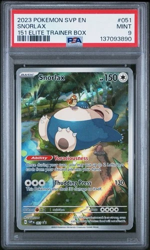 Pokemon TCG Snorlax SVP 051 151 Elite Trainer Box Black Star Promo Card - PSA 9