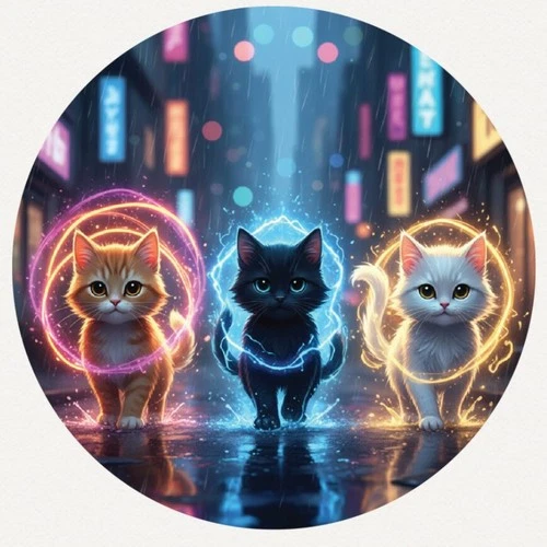 Hayleybug 1/2 oz Neon Nine Lives Cats silver round w/ COA POP 15