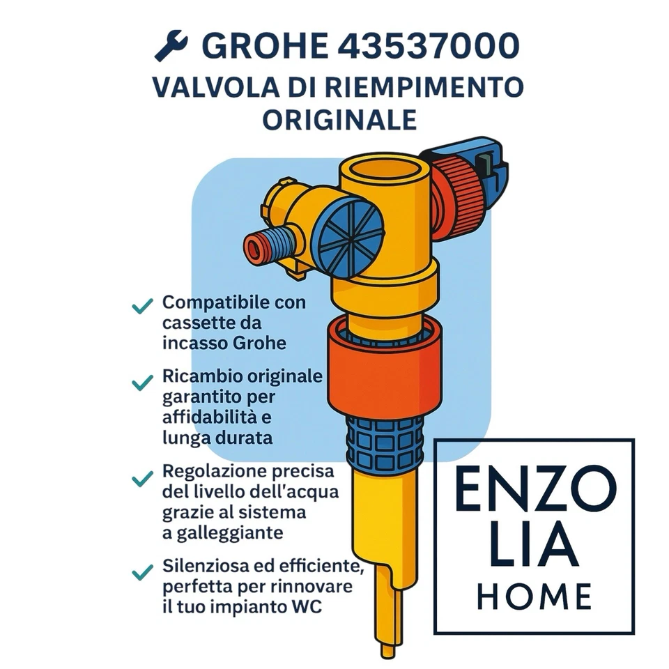 GALLEGGIANTE GROHE 43537000 RICAMBIO VALVOLA DI RIEMPIMENTO PER CASSETTA INCASSO - Immagine 3 di 4
