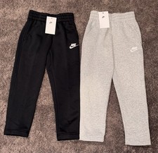 2 Pair Boy  s Nike Club Fleece Sweatpants, Black  Gray, Drawstring, XS 6-7 