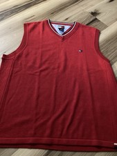 Tommy Hilfiger Vintage Mens Preppy Sweater Vest Size Large Red Navy