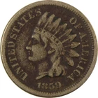 1859 Indian Head Cent F Fine Details Penny 1c Coin SKU:CP1154