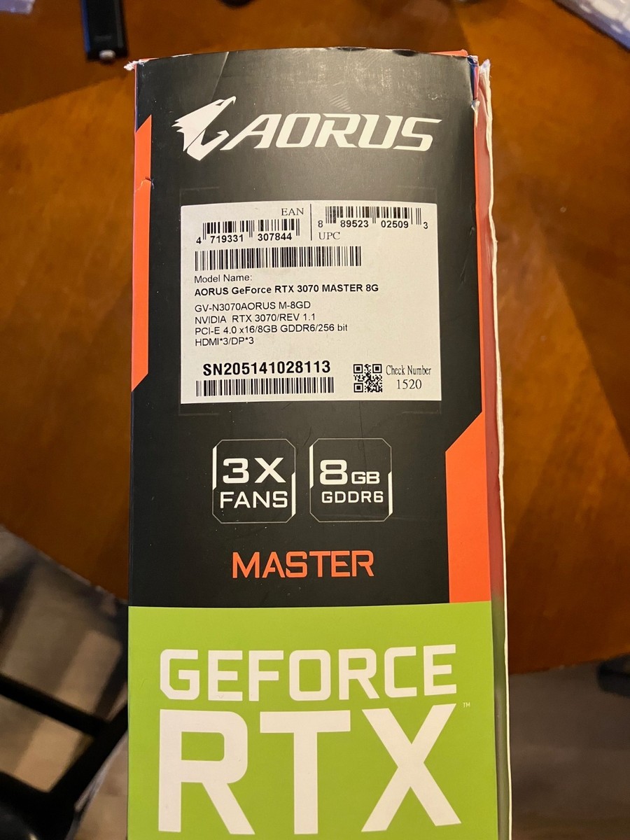GIGABYTE NVIDIA GeForce RTX 3070 AORUS Master 8 GB GPU Excellent