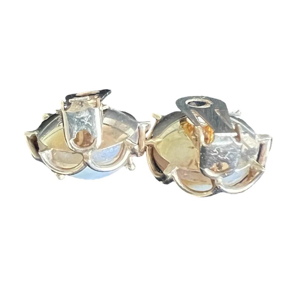 14k Yellow Gold Cultured Pearl Vintage Clip On Earrings 12g Signed AC Anchor Sym - Image 2 of 4