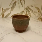 Vintage McCoy Pottery Planter Leaves & Berries Brown Green Jardiniere 5”