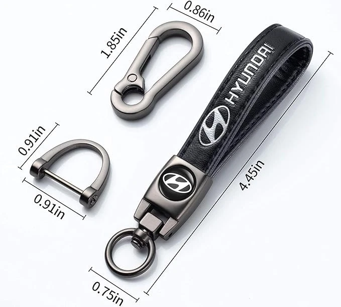 Hyundai Leather Keychain Set – Premium Car Key Ring & Lanyard | Free US Shipping - Image 2 of 4