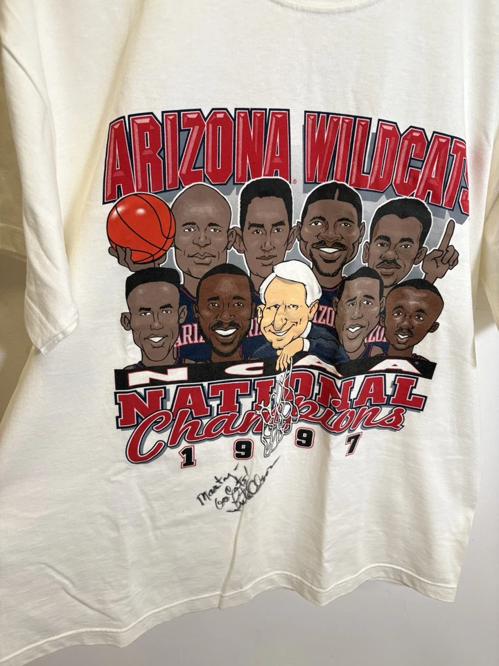 Arizona Wildcats 1997 NCAA National Champions Shirt Signed By Lute Olson • Large - Image 2 of 4