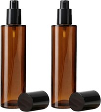 2 Pcs 120ml/4oz Amber Glass Lotion Pump Bottles Refillable Empty Cosmetic
