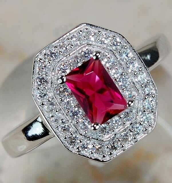 1CT Heat Treated Rubellite Tourmaline 925 Solid Sterling Silver Ring Sz 7 MM1-5