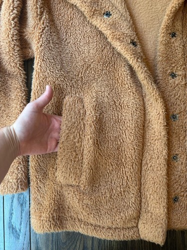 Billabong Teddy Bear Sherpa Coat Orange Brown Oversized Small - Picture 7 of 18