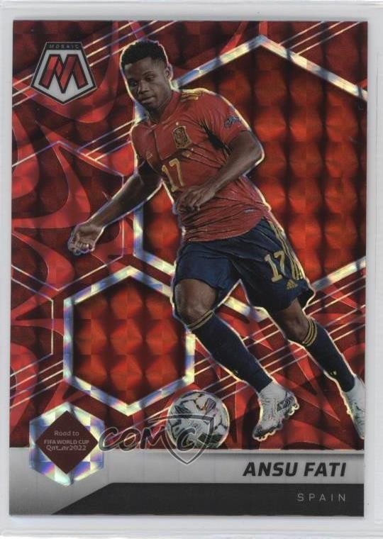 2021 Panini Mosaic FIFA Road to World Cup Reactive Red Prizm Ansu Fati #124 0jo2