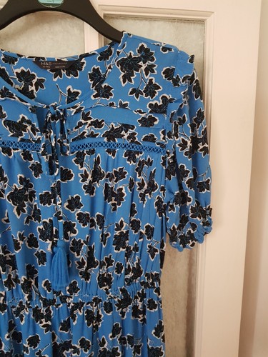 M&S COLLECTION Short Sleeve Tiered Floral Dress Elastic Waist size 12 EXCELLENT - Picture 5 of 13