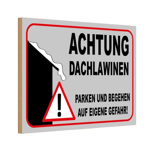 Holzschild 20X30 Cm Achtung Dachlawinen Gefahr Warnschild Hinweisschild Deko Ges-image