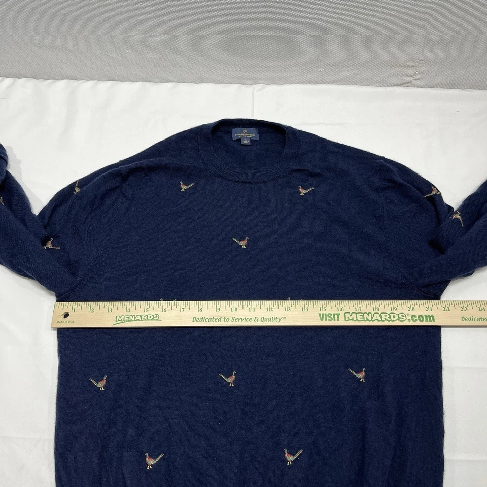 Suéter Brooks Brothers Para Hombre Grande Azul Marino Faisanes AOP Extra Fino Merino Cuello Redondo Foto 4 de 4
