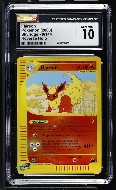 CGC 10 GEM MINT Flareon 8/144 Skyridge Reverse Holo Pokemon Card