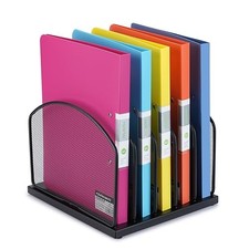 5-Slot Vertical File Binder Organizer Storage, Black Steel Mesh 5-Slot Mesh