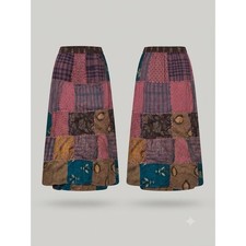 Vtg Womens Patchwork Broomstick Maxi Skirt OS Prairie Boho Folk Cottagecore