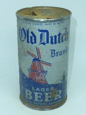 Empty Top Opened 12oz Old Dutch Lager Beer Instructional Flat Top