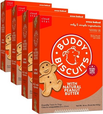 Buddy Biscuits 16 oz Box of Grain-Free Crunchy Dog Treats Made with Natural Pean