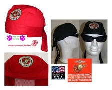 USA Made USMC US MARINE CORPS SEAL FITTED LINED Bandana w/Ties DO RAG Skull Cap