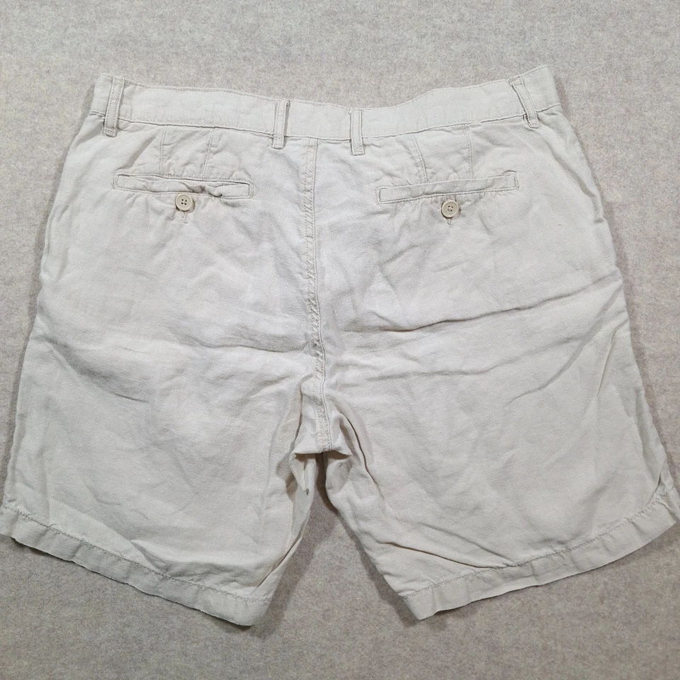 Pantalones Cortos Saks Fifth Avenue de Lino para Hombres 34 Beige Frente Plano Informales Playa Ligeros Foto 3 de 4