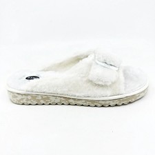 Dr Scholls Staycay OG Tofu White Faux Fur Womens Slippers Slide Sandals