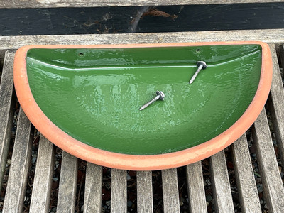 Bird Bath Deck Mounted Bowl Balcony Railing Birdbath Unheated Terra Cotta Coated