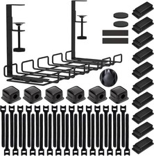Under Desk Cable Management Tray No Drill Clamp Mount Wire Organizer Kit