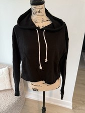 Wild Fable Hoodie Womens Small Black Cropped Sweatshirt Cotton Blend