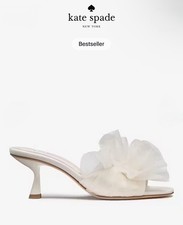 Kate Spade Flourish Tulle Heeled Sandals, Cream, Size 9, Best Sellers, New