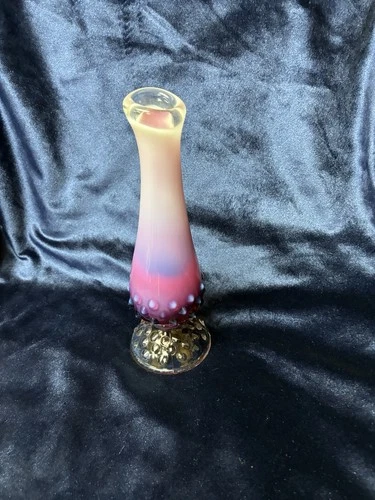 Fenton Plum Hob Nail Vase  Opalescent