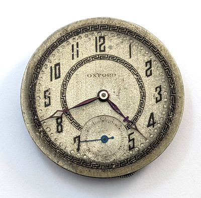 Vintage OXFORD Atlantis 6j Art Deco Mens 40mm Pocket Watch Movement PARTS REPAIR