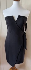 TRIXXI Women’s Sz Large Black Knot Front Plunge Strapless Cocktail Party Dress