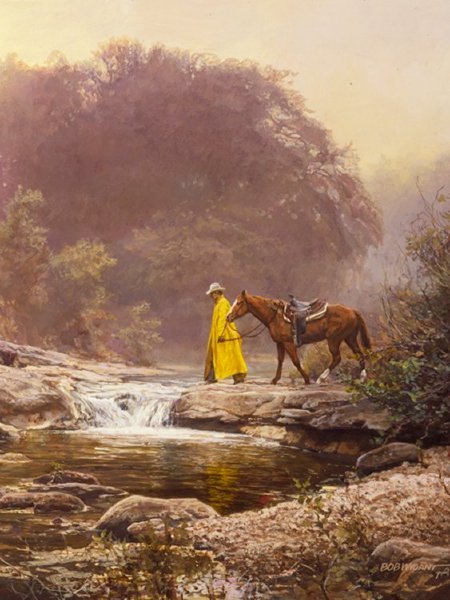 Pale Morning Mist by Bob Wygant Horses Western 9x12 Landscape Art