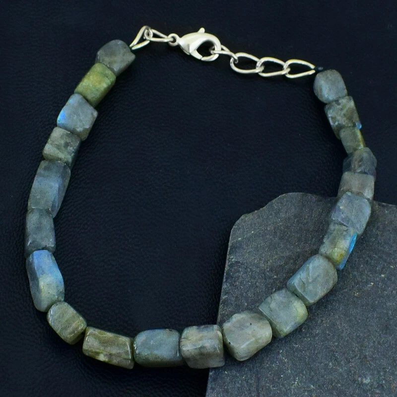88 Cts Earth Mined 8" Long Labradorite Beads Woman Bracelet Jewelry JK 54E299 - Image 2 of 2