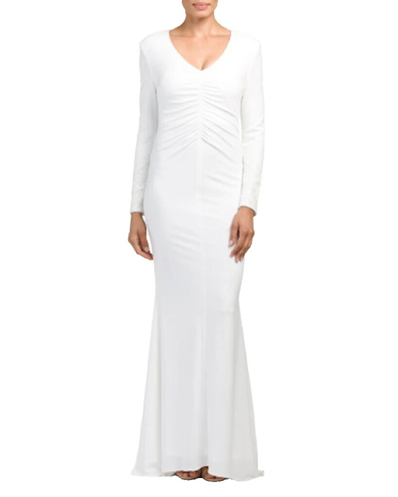 Beading Polyester Column/Sheath Wedding Dresses