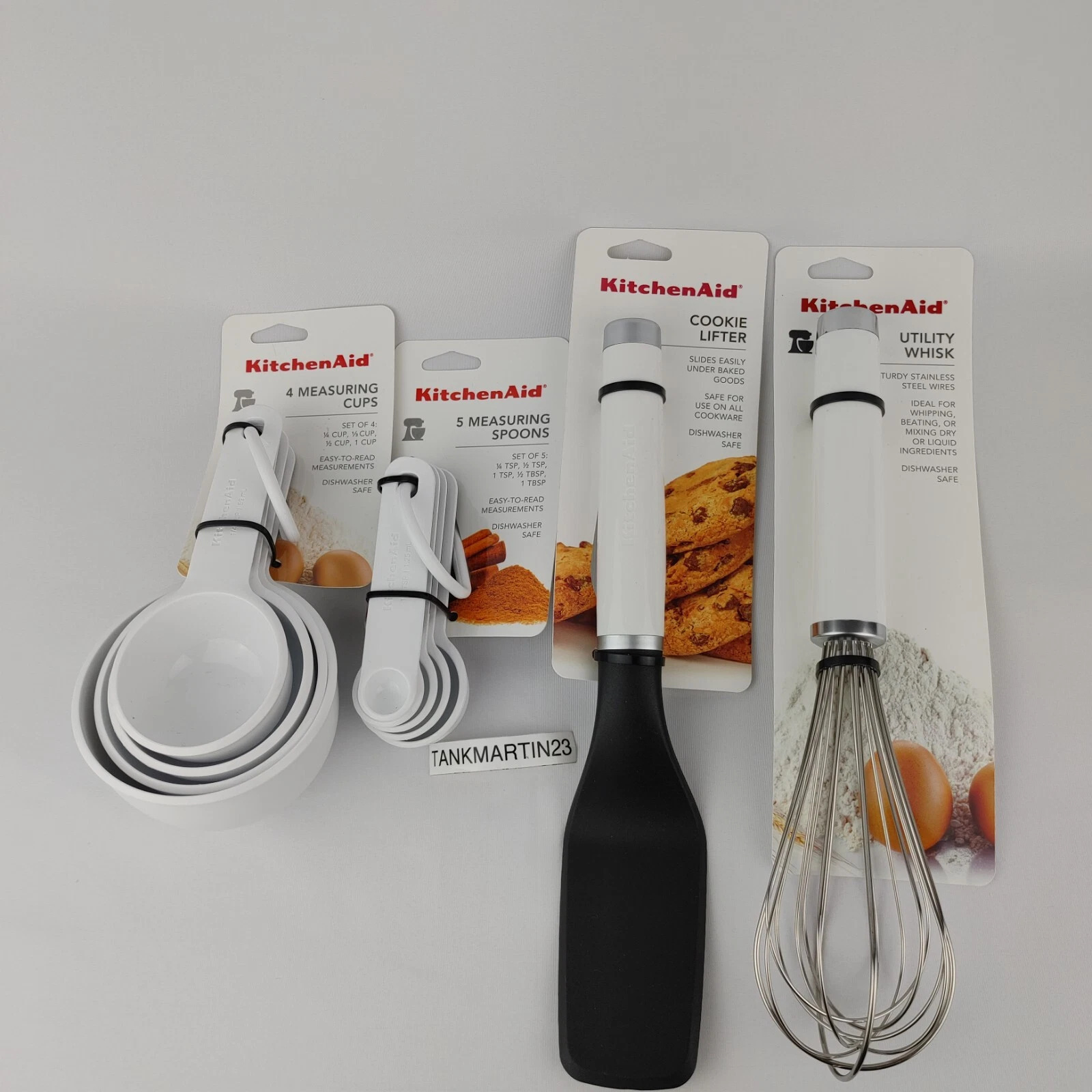 KitchenAid White Measuring Cups Spoons Cookie Lifter Utility Whisk HWHA Set 11