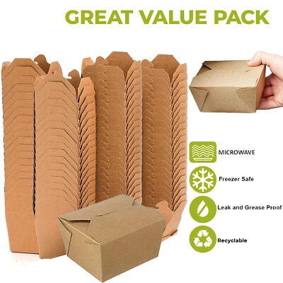 WE CAN SOURCE IT LTD Nr.1 Kraft Karton Lebensmittelboxen mit Klappdeckeln biologisch abbaubare Takeaway Boxen