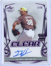 2023 LEAF TRINITY BASEBALL CLEAR AUTOGRAPHED #1/10 WHITE SOX Jairo Iriarte