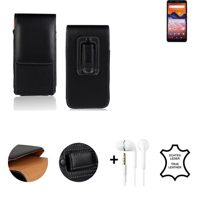 Leder Holster + Headset für ZTE Avid 579 Belt puch Schutz-Hülle Gürtel Clip
