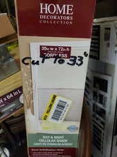 CUT TO 33" x 72"L Snow Drift/Shadow White Cordless Day and Night Cellular Shade