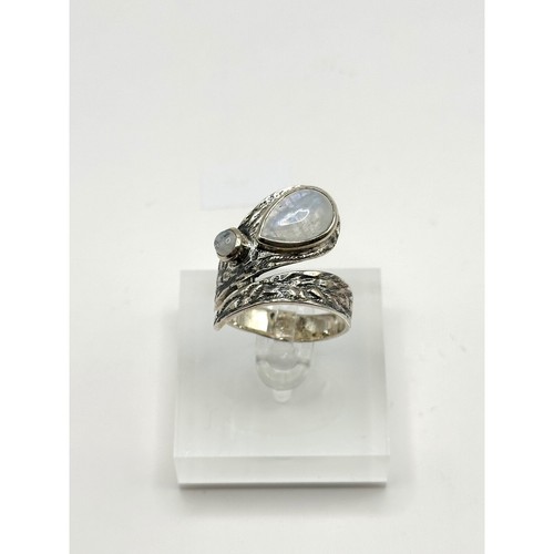 Moonstone Double Stone Sterling Silver .925 Wrap Ring Size 10